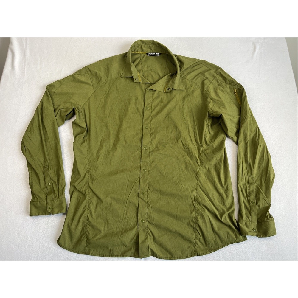 Arc'teryx Elaho LS Shirt Mens 2XL Green Hiking Button Up Lightweight 13652